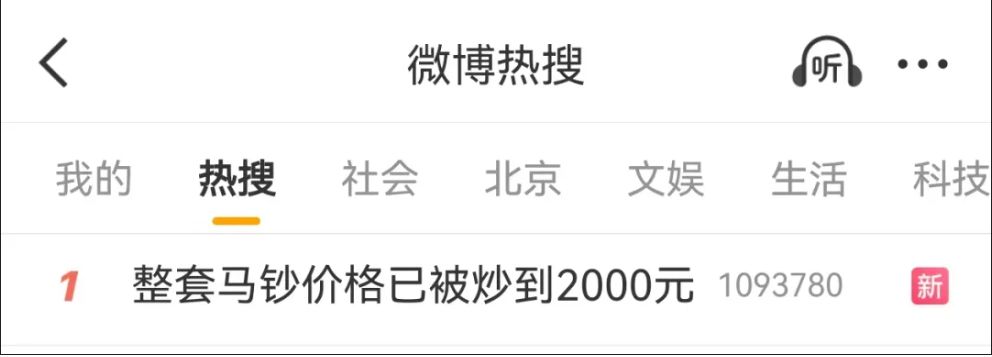 热搜第一!马钞已炒到2000元,“一分钟不到就被抢光” 第1张 热搜第一!马钞已炒到2000元,“一分钟不到就被抢光” 第1张